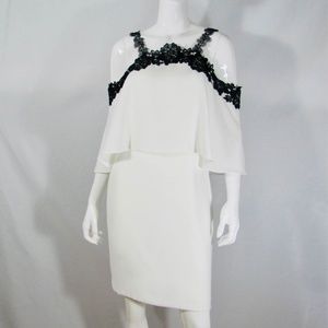 ANTONIO MELANI Zola Ivory & Black Lace Sway Womens Cocktail Dress Size 4 NWT